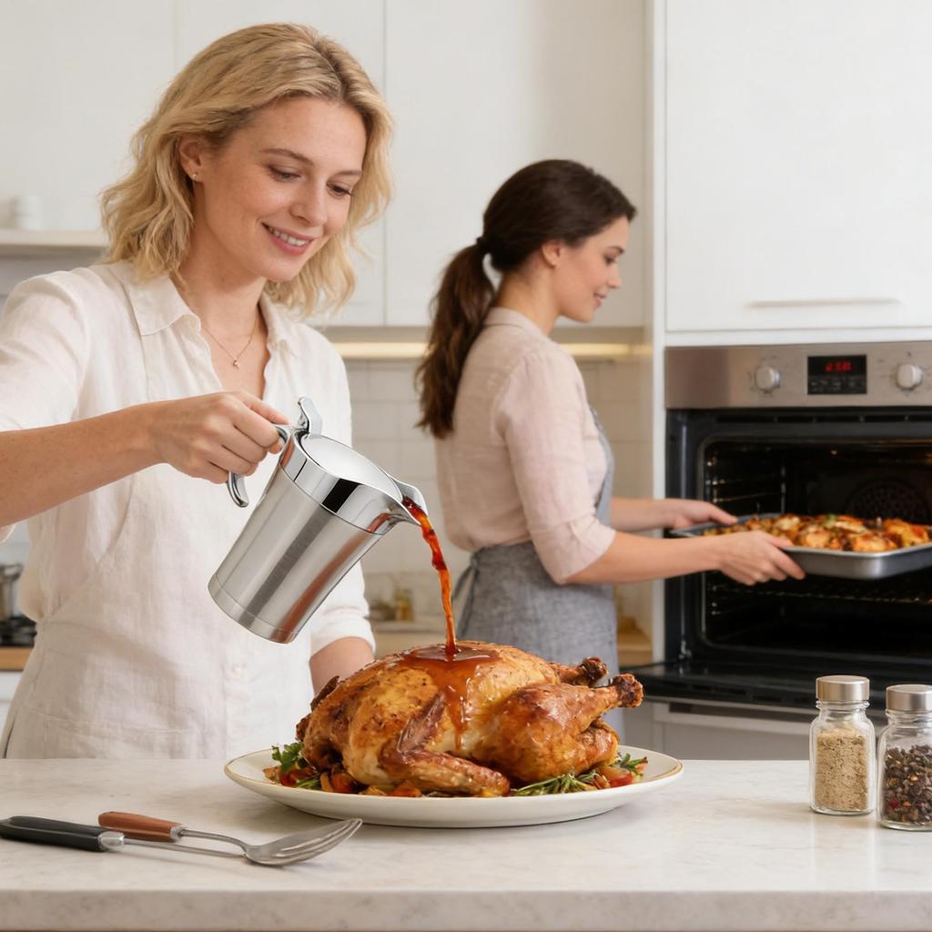 750ml Gravy Jug Stainless Steel Double Insulated Steak Sauce Jug With Lid Juice Tomato Sauce Jug Dining Table Seasoning Tools