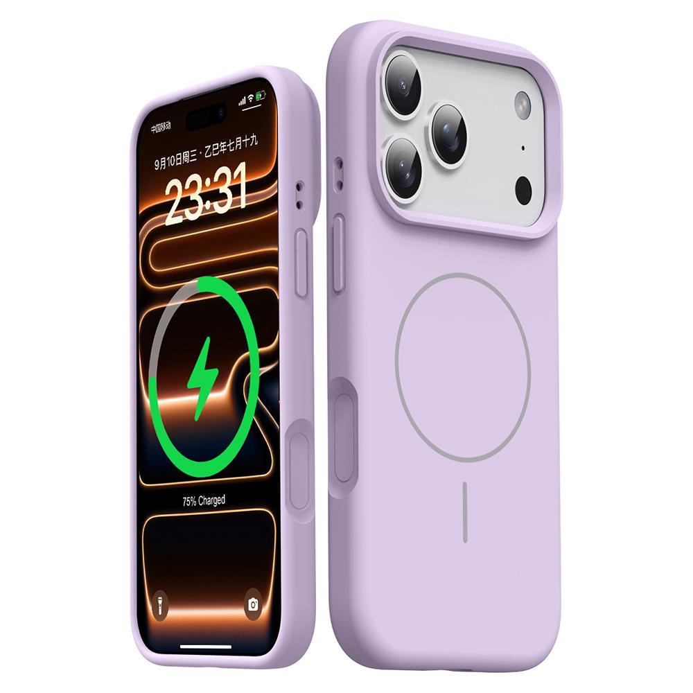 For iPhone 17 Pro Magnetic Case Skin-Friendly Liquid Silicone + PC Phone Cover Compatible with MagSafe