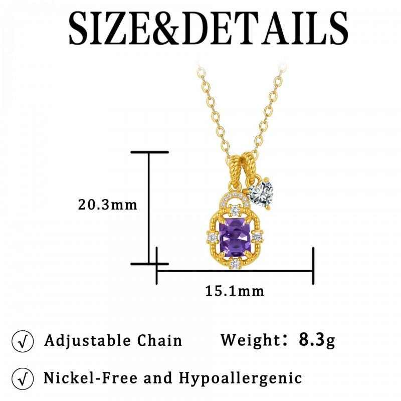 Elegante Quadratische Kristall Doppelanhänger Halskette Damen Vergoldete Choker Kette Mit Geburtsstein Farben Leicht Geometrisch