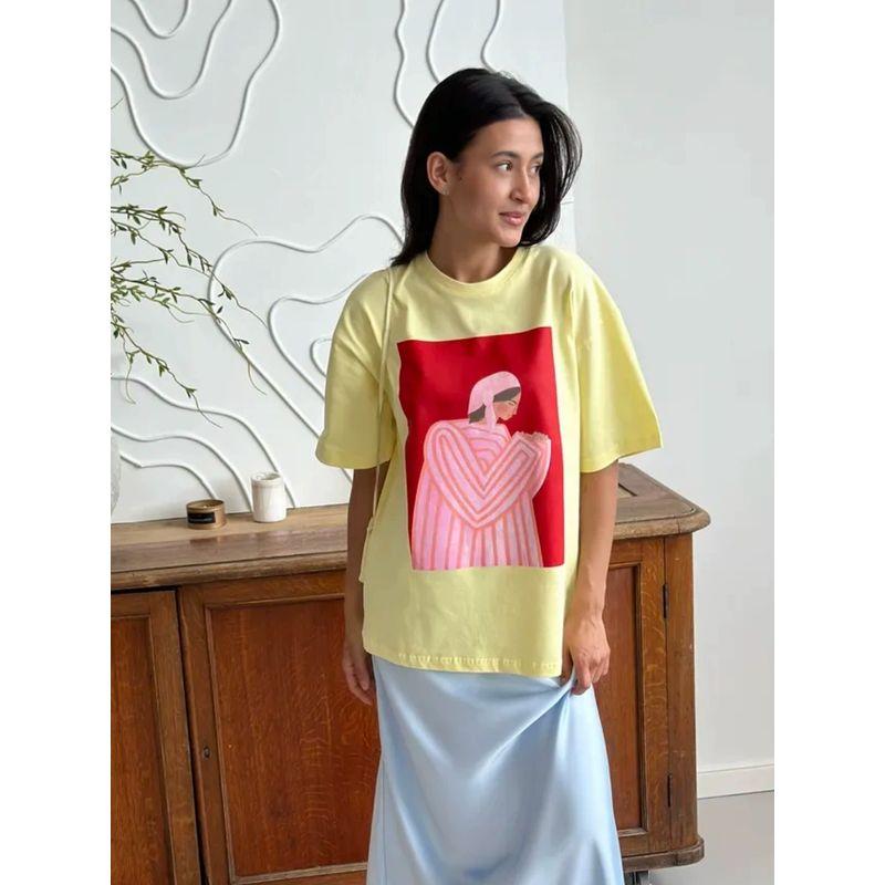 New Printed T-shirt Western Style New Fashion Casual Loose Round Neck Print Short Sleeve T-shirt Top