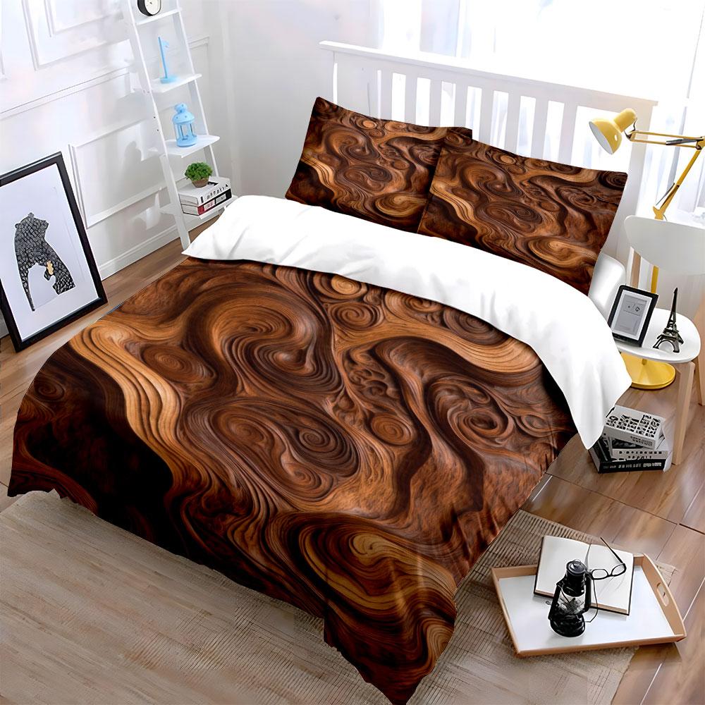 Swirled woodgrain pattern. Bedding sets Duvet cover sets Duvet covers Pillowcases(1 * Duvet Cover 2 * Pillowcases, without duvet insert)