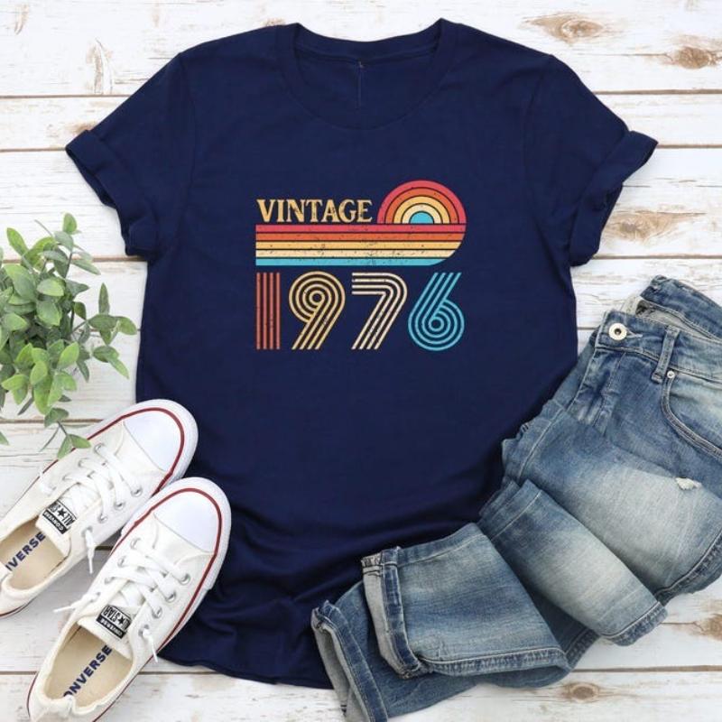Sunset Vintage 1976 Graphic Retro Street Fashion TShirt Classic Design Birthday Keepsake Unisex Crewneck casual style Tee S