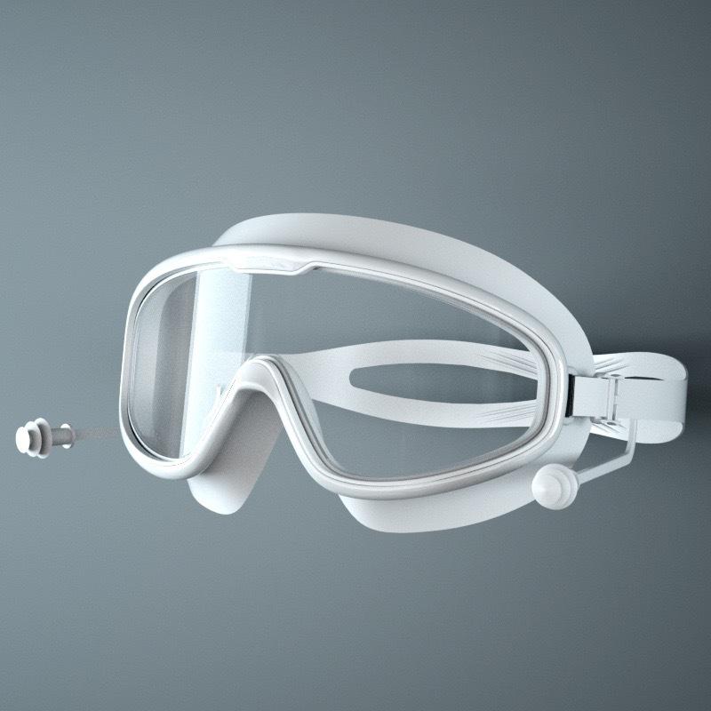 Risers Swimming Goggles Large Frame Nearsighted Swimming Goggles Waterproof Anti-fog HD Transparent One-piece Ear Plugs