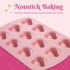 Heart Shaped Mini Cake Pan 12 Cup Nonstick Carbon Steel Bakeware Dishwasher Safe Perfectly Baked Desserts