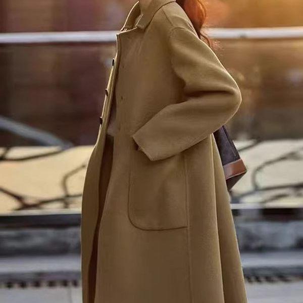 Double-sided wool coat medium and long H version Tibetan meat thin thickened warm double-sided wool coat women