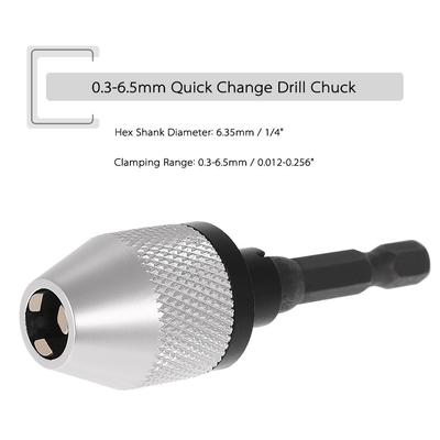 Mini Portable 0.3-6.5mm Electric Grinder Quick Change Drill Chuck with 6.35mm 1/4" Hex Shank
