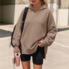Women's Casual Longline Hooded Pullover with Drop Shoulder and Side Slit - Loose Fit Sweatshirt
