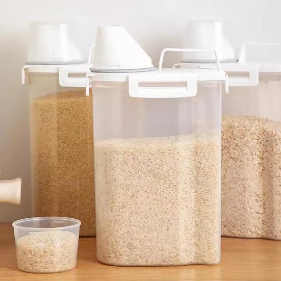 Grain Can Ergonomic Handle Measuring Cup Design Storage Container with Lid