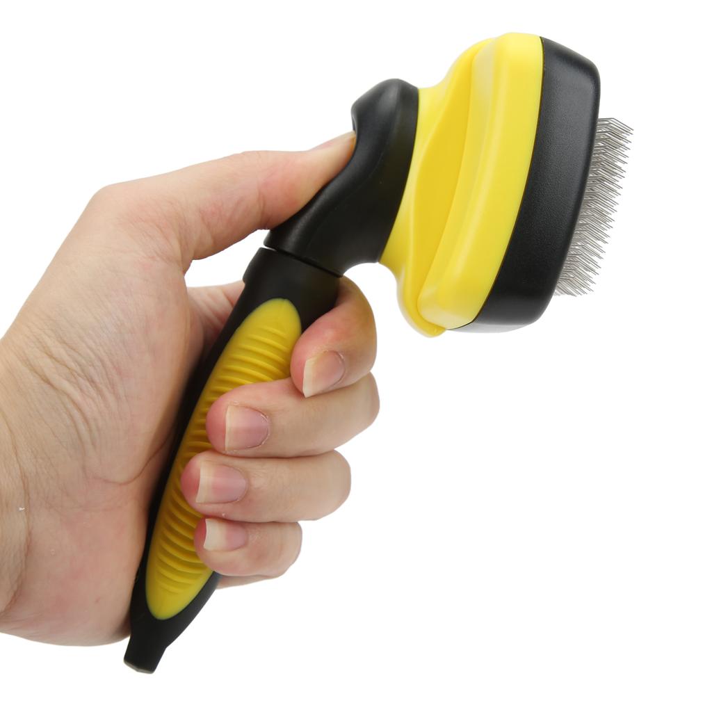 Szczotka do sierści zwierząt samoczyszcząca masująca z okrągłymi końcówkami do pielęgnacji psów i kotów, królików - żółta