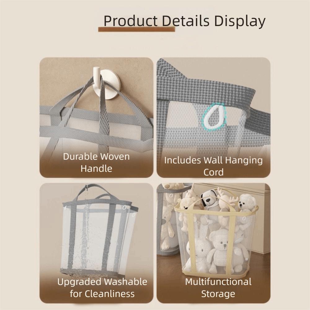 Foldable Dirty Clothes Basket Large Capacity Clothes Storage Basket Mesh Laundry Hamper  College