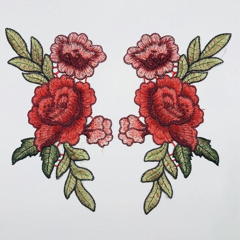 2Pcs Dress Embroidered Fashion Lingerie Breast Flower Sewing DIY Polyester Fabric Sticker Embroidered Decals Flower Applique