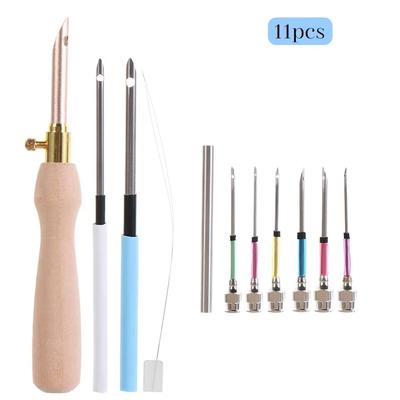Zxiixz 11-18Pcs Punch Needle Embroidery Kits Wooden Yarn Embroidery Pen Crochet Knitting DIY Craft Stitching Sewing Tools