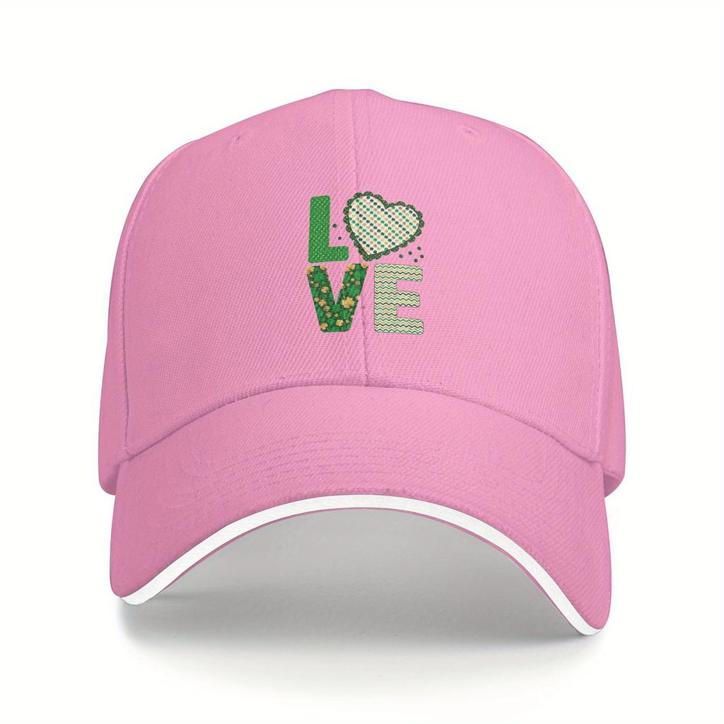 Love St Patrick Day Heart Print Baseball Cap Polyester Casual Adjustable Adult Hat
