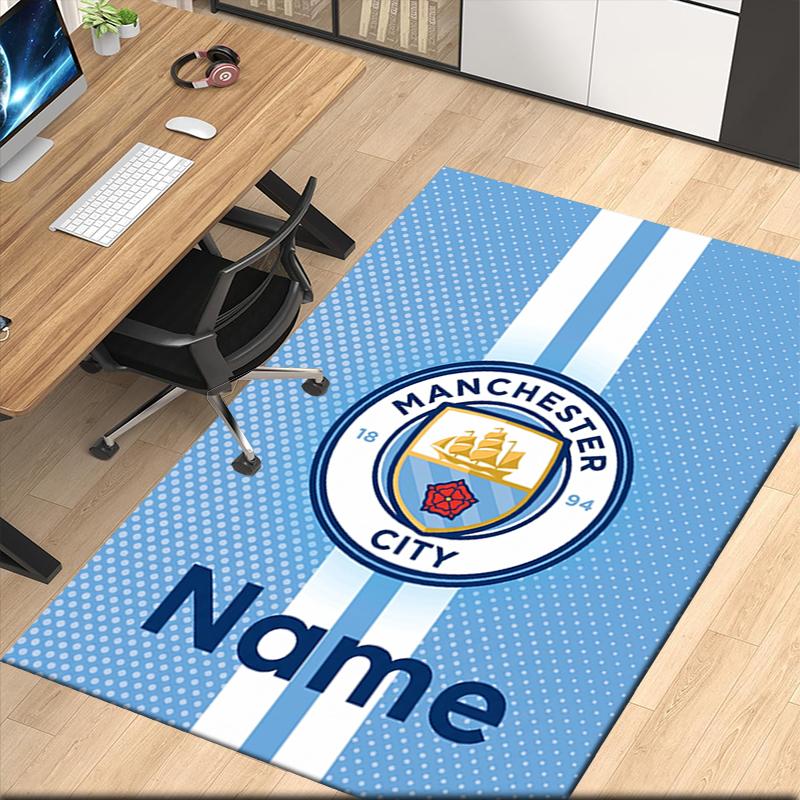 Custom Name Manchester City Printed Carpet Rug For Office Chair Living Room Bedroom Kitchen Room Decor Gifts