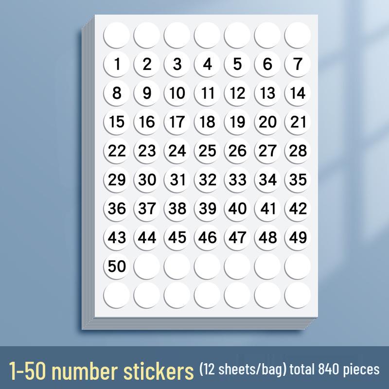 Self-Adhesive Small Round Number Stickers 1-100 for Handwritten Labels
