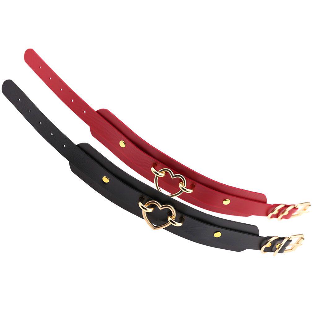 Women Girls Choker Heart Necklace Female PU Leather Choker Statement Necklace Jewelry Neck Harness