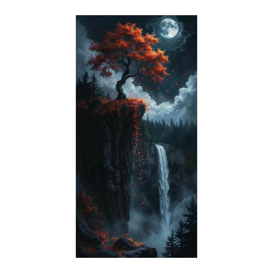 Moon Tree Waterfall Scenery Large Size Diamond Painting New Collection Landscape Diy Full Drill Rhinestone Embroidery Mosaic Cross Stitch Kits