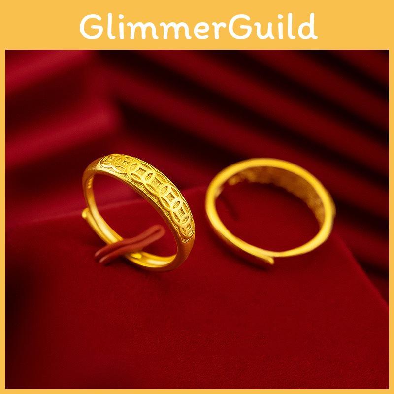 Plated Gold Beautiful Coin Ring For Women Adjustable Size Chic Accessory Ring