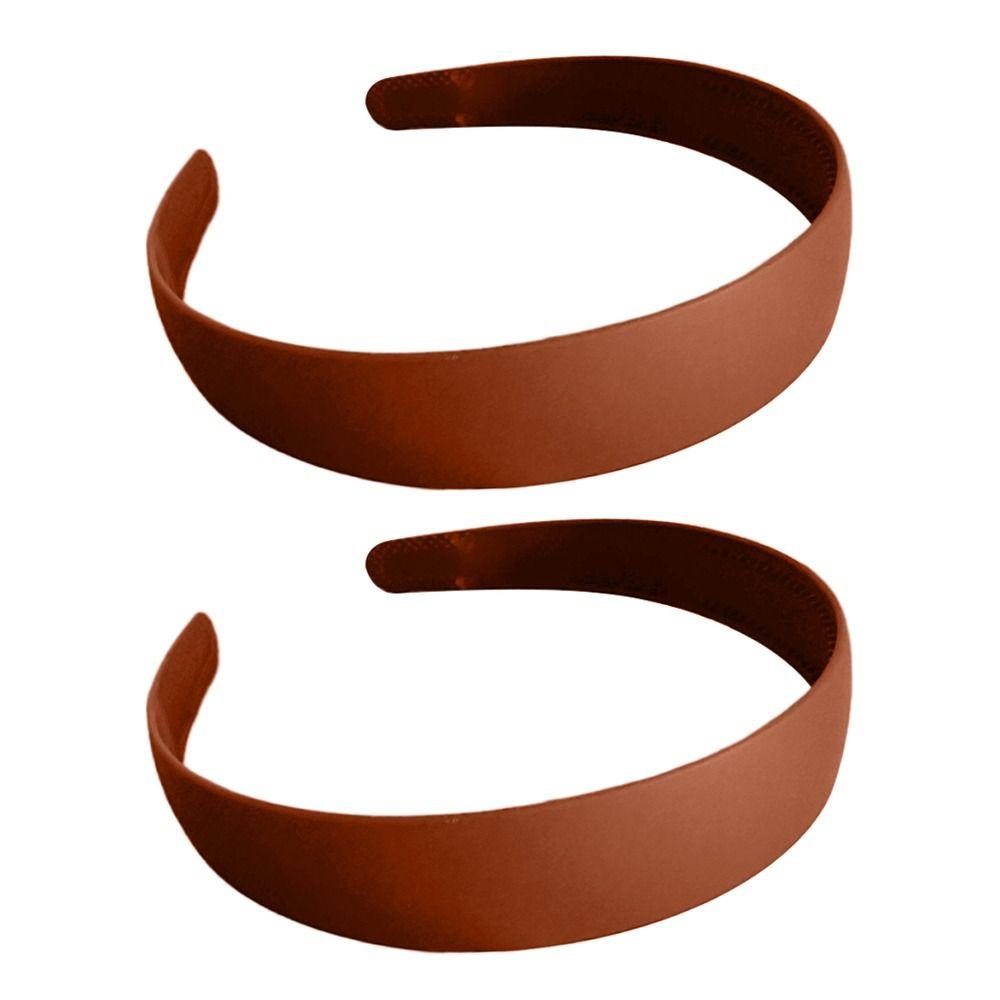 2PCS Satin Covered Wide Headband Plastic Resin Hairband Fashion Solid Hair Band  Woman