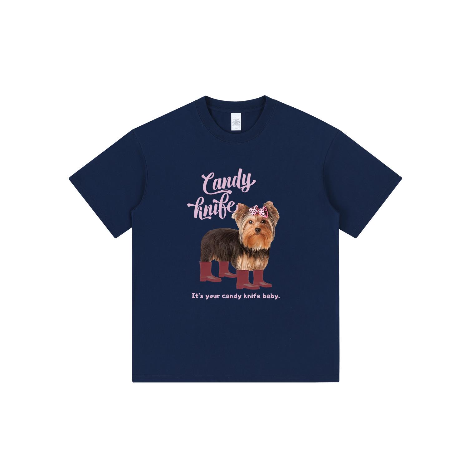 

Unisex Loose Puppy Print Crew Neck Cotton T-Shirt, Summer 2024 3XL