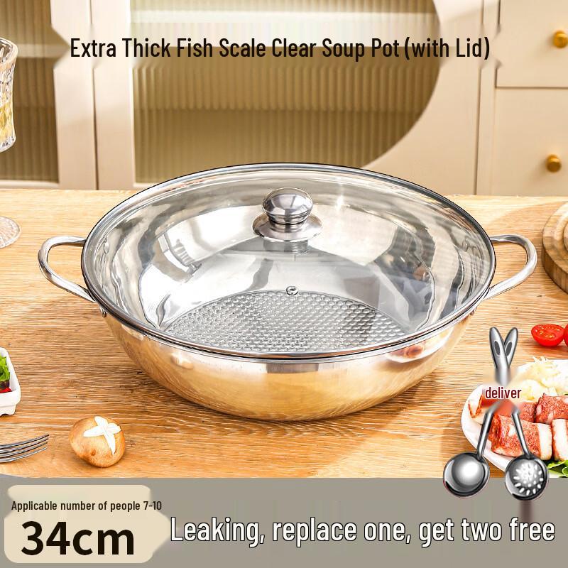 Stainless Steel Divided Hot Pot with Lid