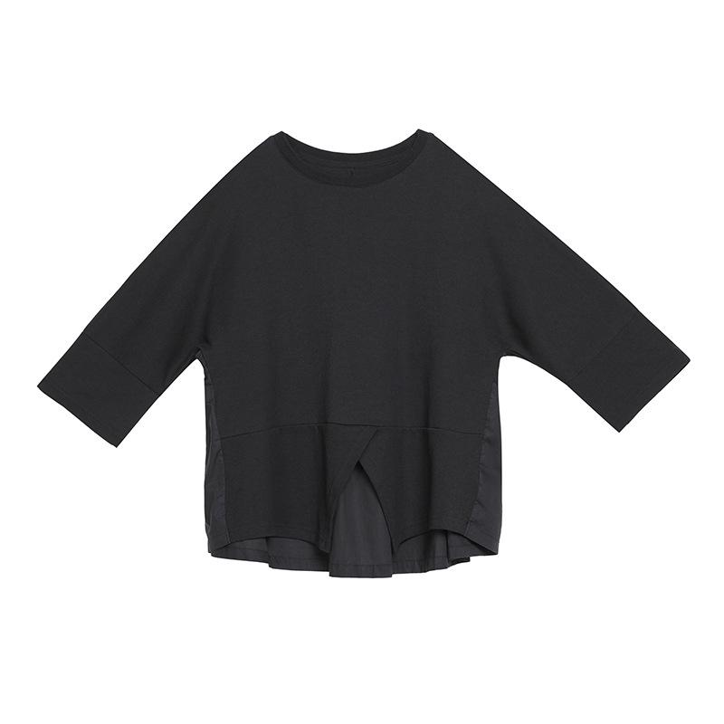 Women's Dark Ins European & American Patchwork Babydoll T-Shirt - Short Sleeve, Loose Fit, Trendy Casual Summer Top