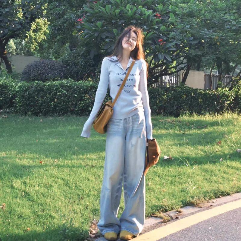 

Letter Early Autumn Sexy Silm Top Sweater Grey S