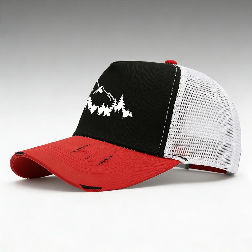 Unisex Adjustable Baseball Cap With 'Mountain' Pattern Print Design, Breathable Mesh Structure And Comfortable Fabric,Sports Hat