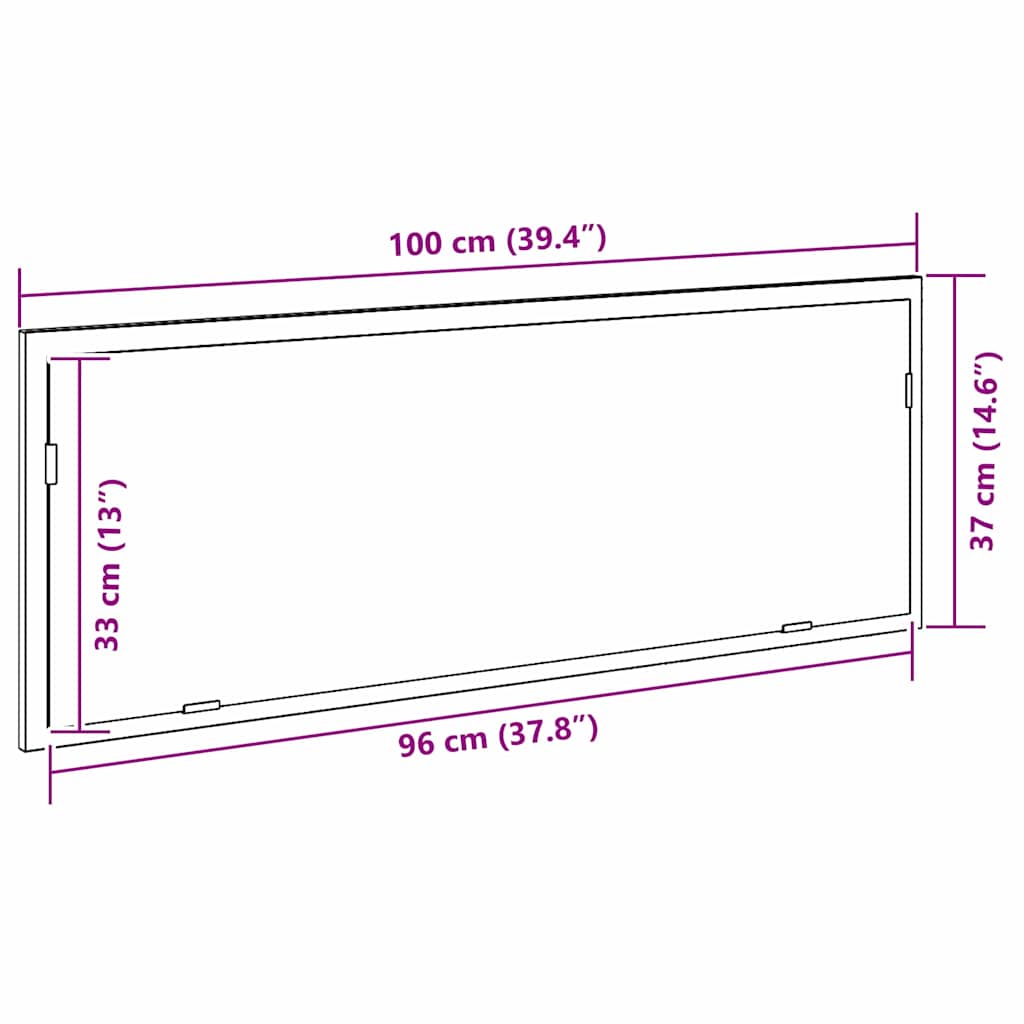 LED Bathroom Mirror in Black Oak Look 100 x 8.5 x 37 cm