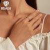 Bisaer 925 Sterling Silver čtvercový zirkonový nýtový pásek Minimalistický věčný prsten pro ženy Dárek jemné šperky