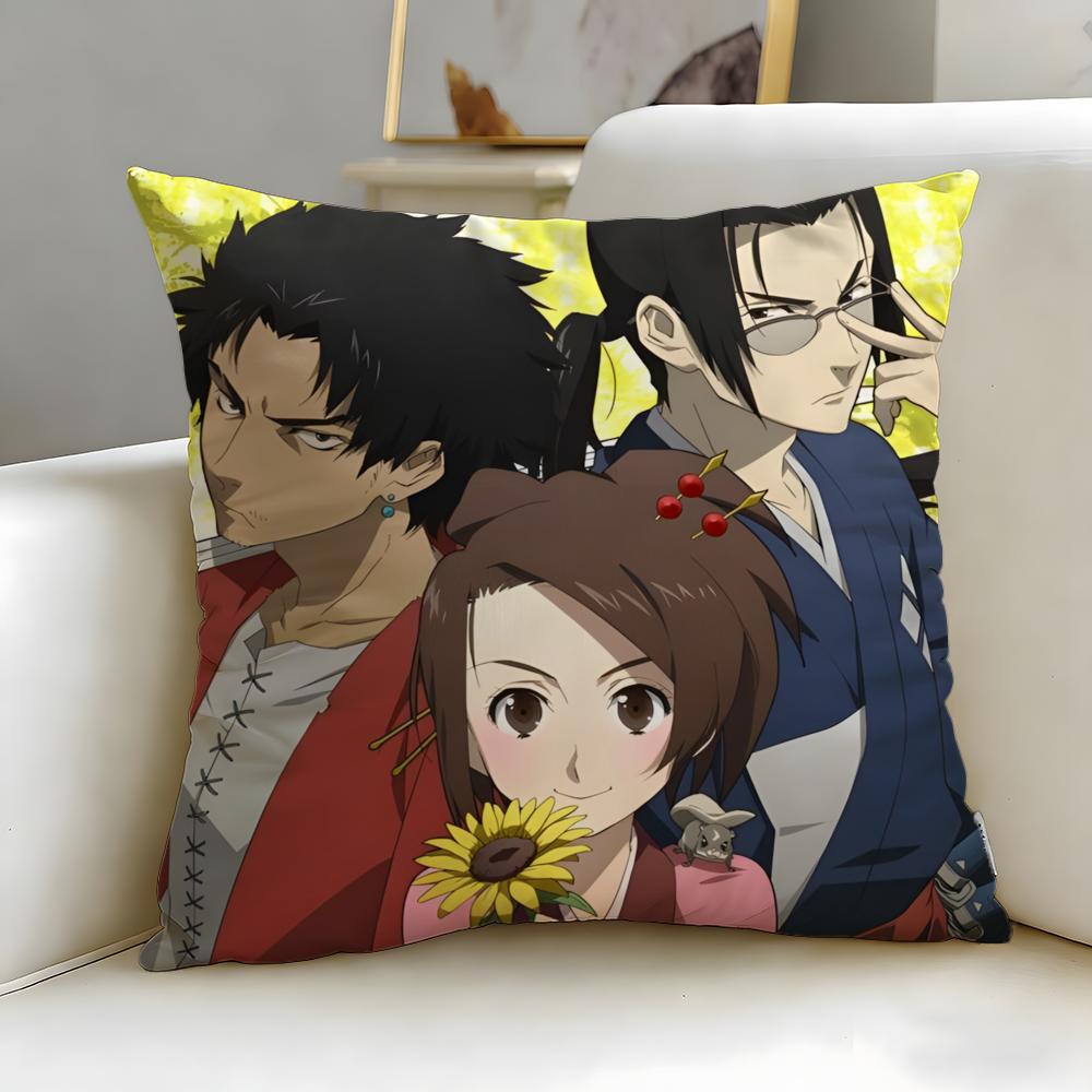 classic anime Samurai Champloo Cushion Cover Soft & Easy-Wash Pillow Case – Versatile for Couch, Bed, Travel and Office