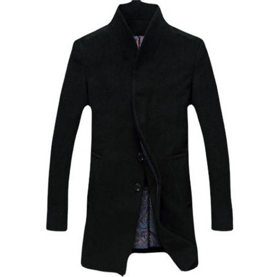 Middle-Aged Men's Korean Style Slim-Fit Woolen Overcoat for Autumn and Winter