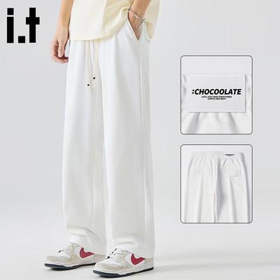CHOCOOLATEit Men's Ice Silk Loose Straight Leg Casual Sports Pants