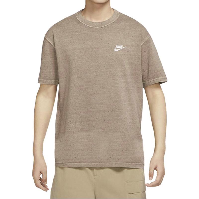 Nike Logo Print Crew Neck Pullover Short Sleeve Retro T-Shirt Men Tops Coffee DR7828-040