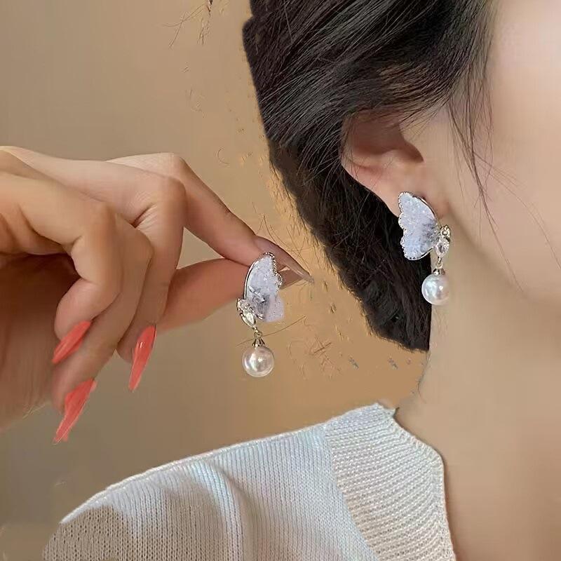925 Silver Needle Geometric Pearl Earrings For Women Fashion Earrings Flowing Tassel Earrings Elegant Jewelry