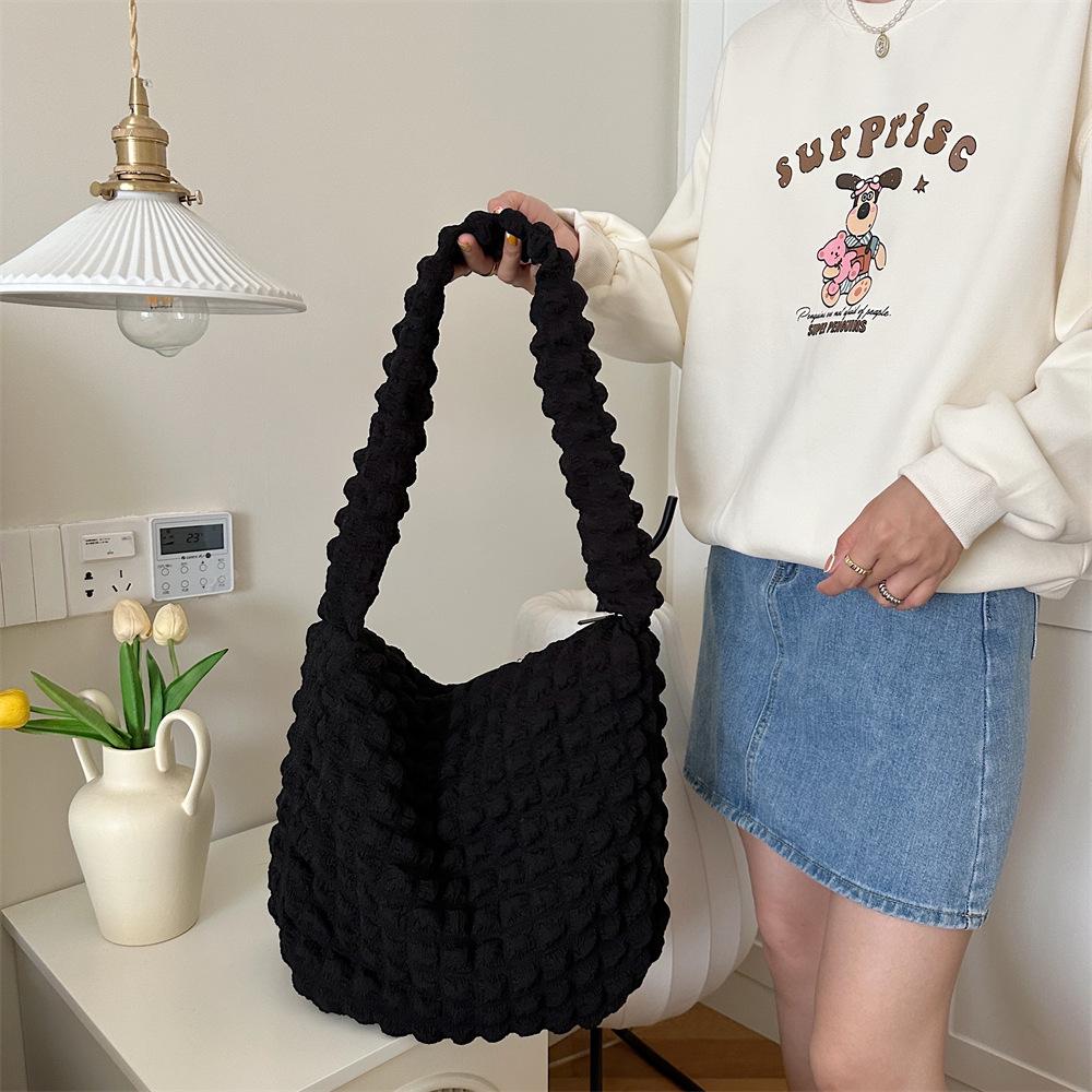 Bubble Pleated Large Capacity Crossbody Bag for Women - 2023 Canvas College Commuter Bag