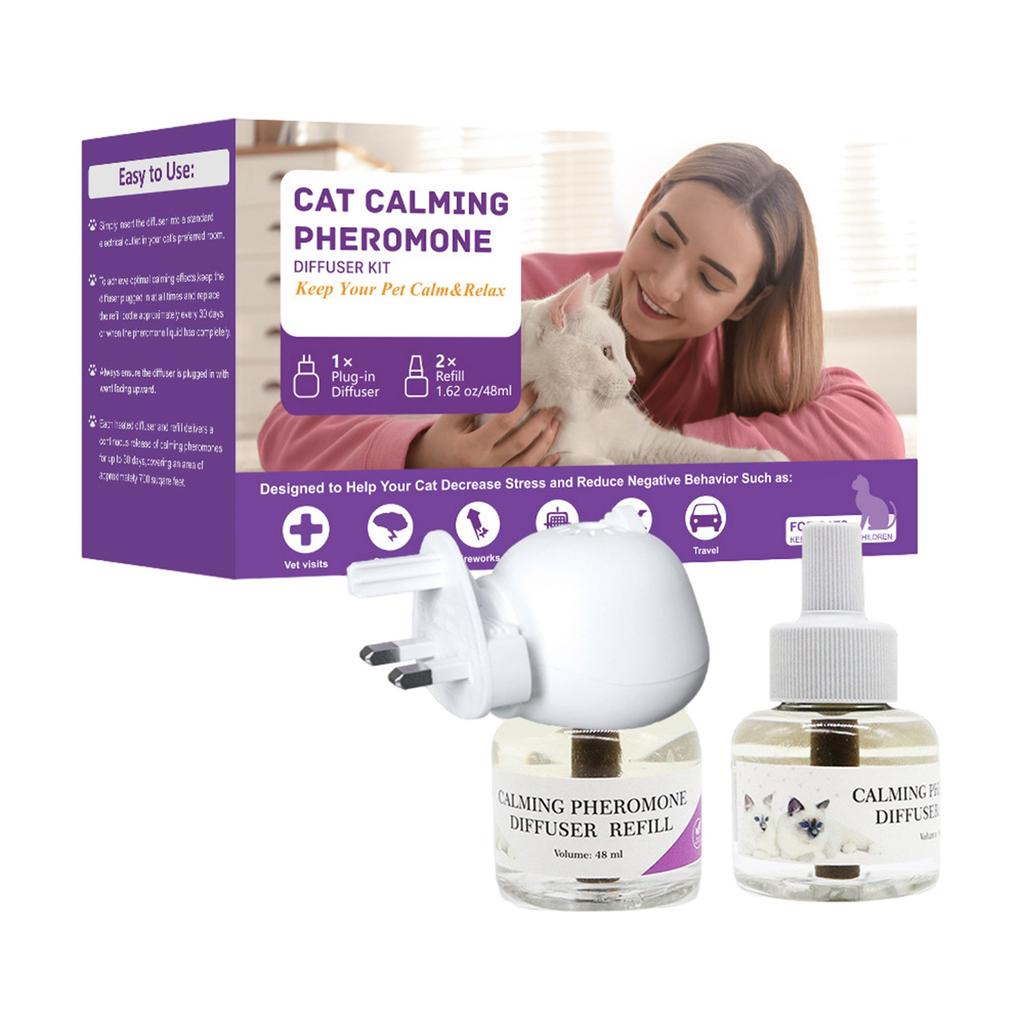 Pet Calming Diffuser, 3 In1 Pet Pheromones, Relaxing Pheromones For Pet Relief Stress Anxiety Reduce Aggression Barking, 1 Diffuser 2 Refill(48ml*2)