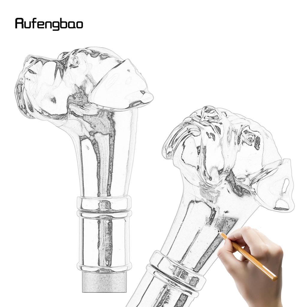 Golden Silver Dog Handle Luxury Pattern Pekingese Stick Party Fashion Walking Stick Decorative Cospaly Cane Knob Crosier 92cm