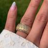 Lightweight Copper Clovers Ring With Crystal Zircon Embellished Gold Color Ring Jewelry For Daily Wear Or Formal Event