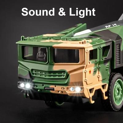 1:50 Scale DF-17 Missile Launch Toy Model Car Diecast Metal Sound Light Simulation Military Miniature Models Collection Gift Boy