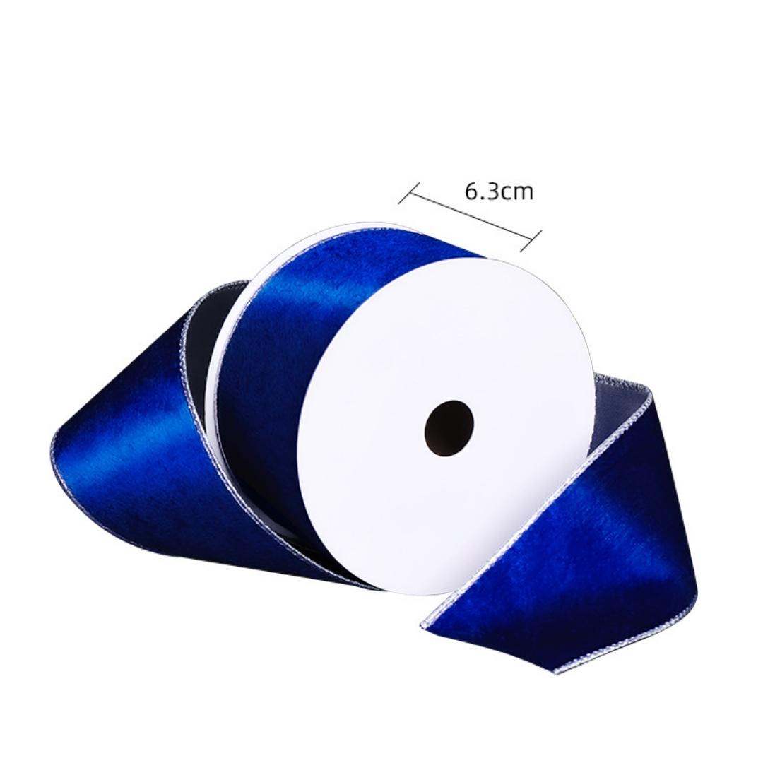 10 Yards Packaging Wired Velvet Red Ribbon Double-Sided Christmas Velvet Ribbon Crafts Supplies Wide Ribbon for Handmade Bow синий