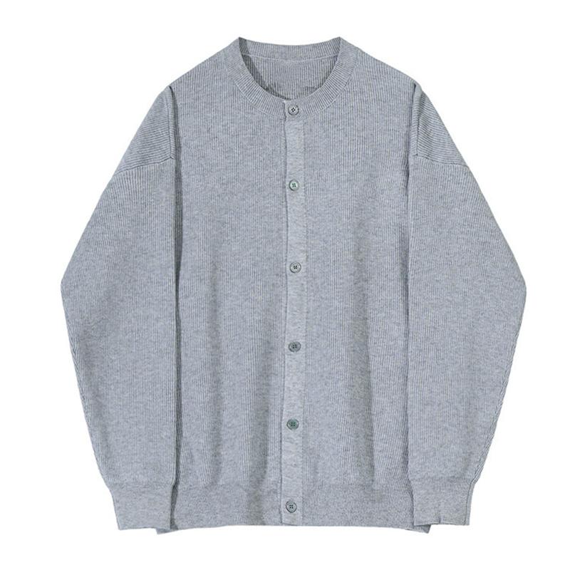 Męski dzianinowy luksusowy kardigan zapinany na guziki, swetero-płaszcz, casualowy, z długim rękawem, z okrągłym dekoltem, jednolity kolor, vintage, koreańska odzież jesienna