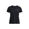 Under Armour RUSH T Shirts Women's Black Crew Neck Moderate Straight Fit Unisex 1379141-001