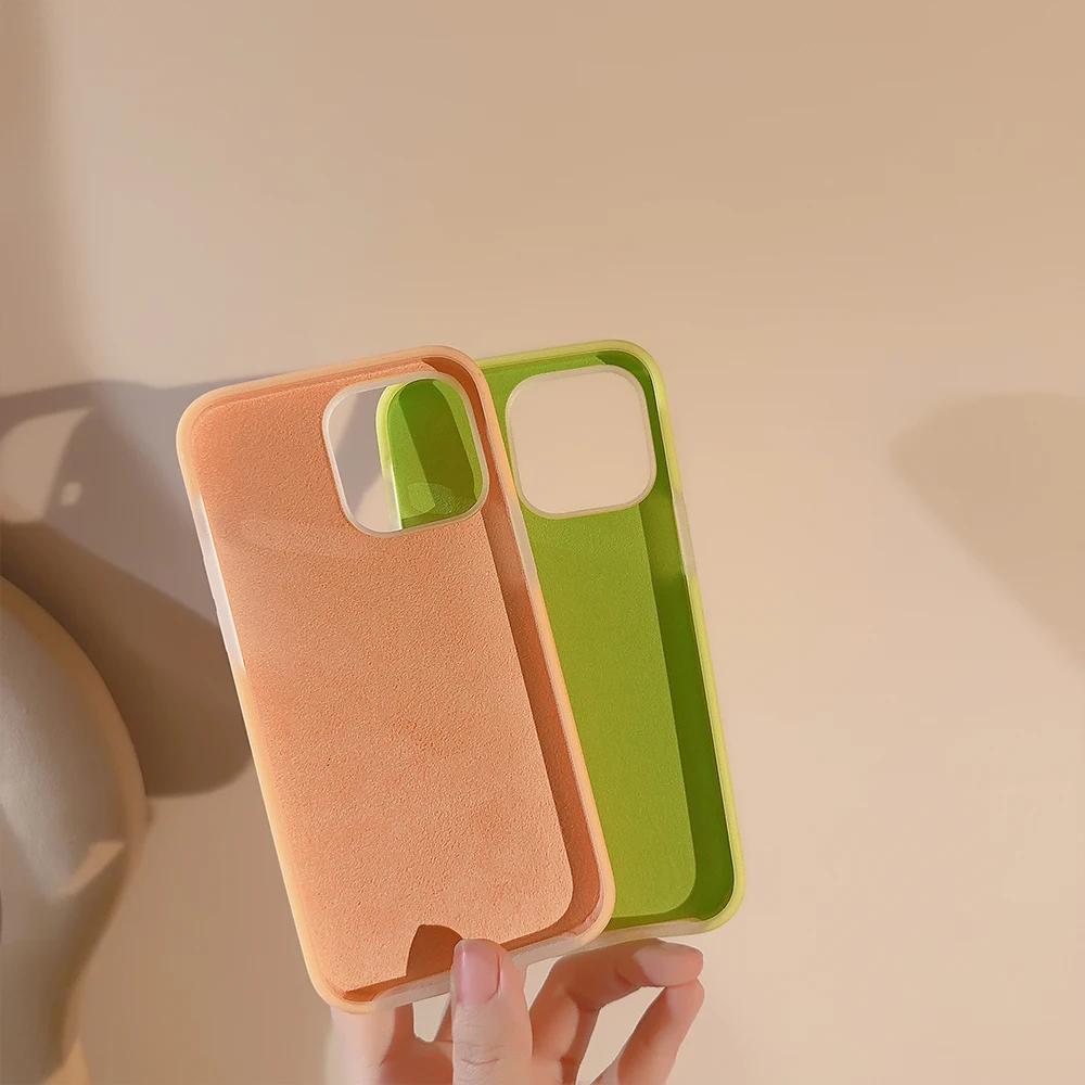 Silicone Fruit Juice Candy Color Phone Case for IPhone 15 14 13 12 Promax Liquid Jelly Trendy Full Cover 15promax Cute Simple