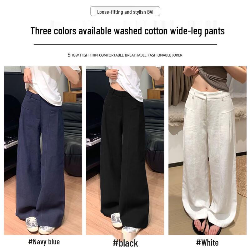Women's High-Waist Linen Blend Wide-Leg Suit Pants