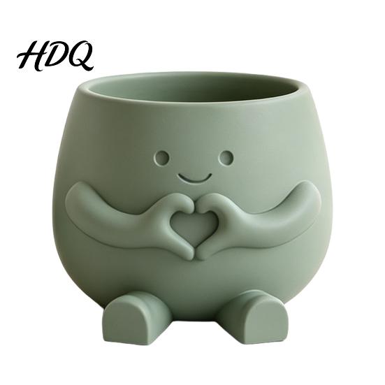 PLA Flowerpot 3D Printed Face Planter Pot Decorative for Indoor Outdoor Cactus