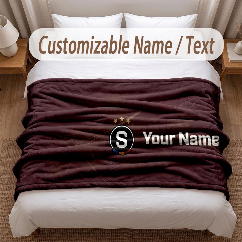 Sparta Prague Printed Flannel Blanket Custom Name Text Soft Warm Throw For Bedroom Holiday Gift