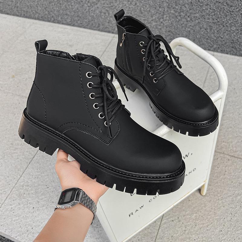 

Ботинки Мартина мужские весенне-осенние средней высоты с увеличением высоты, кожаные ботинки в стиле милитари, мужские ботинки-локомотивы в британском стиле с низким верхом 3306-J 38 чёрный