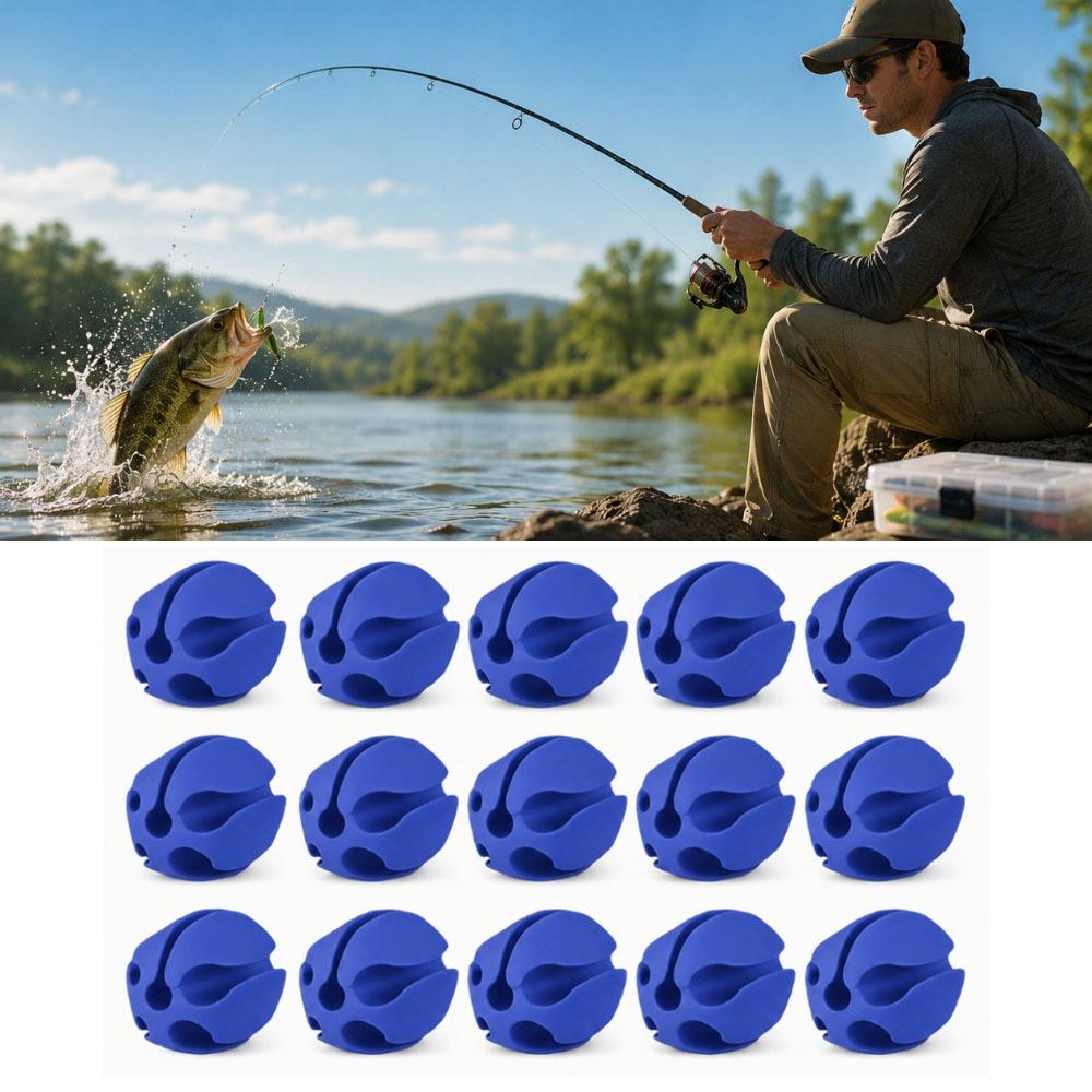 30PCS 5 Holes Fishing Rod Clip Silicone Fishing Rod Ties Fly Fishing Accessories