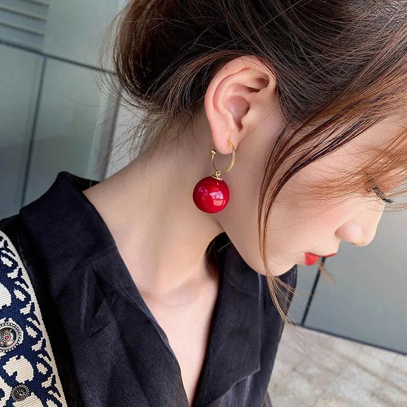 Women Oversized Pearl Twisted Hoop Earrings Unique Big Circle Statement Jewelry Fashion Accessories For Girls